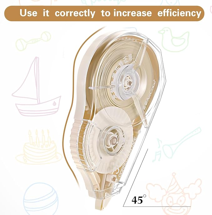 Zonon Correction Tape Cream Color Beige Corrective Tape Eraser 100 Feet Long for School Office Supplies Crafting, Note Taking, Journal, Case Color May Vary (4 Pieces)