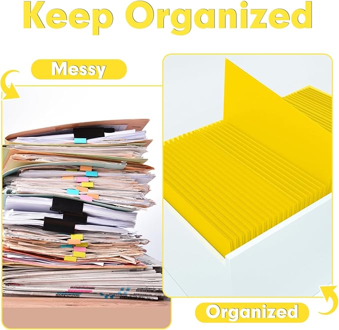 Two Pocket Folders, PANDRI 50 Pack 2 Pocket Folders, Letter Size Paper File Folder for School Office Home Business, Yellow