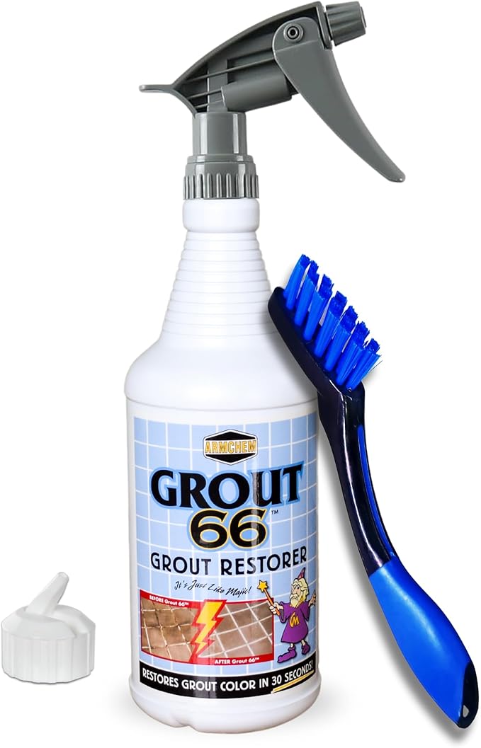 Armchem Grout66: Grout and Tile Cleaner with Low-Odor, Non-Fuming Formula Ideal for Heavy-Duty Cleaning, Quick Touch-Ups, and Tile Maintenance. This One Quart Kit ensures Effortless Cleaning.