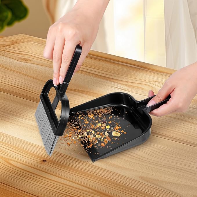 Ipetboom Keyboard Cleaning Brush and Mini Dustpan Set Compact 2-Piece Desktop Cleaning Tool for Laptops Keyboards Drawers and Small Spaces Black 8.46 X 6.29 Inches