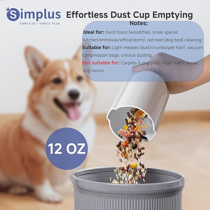 SIMPLUS 3-in-1 Corded Stick Vacuum Cleaner – 400W 15KPA Strong Suction, Pet Hair & Hardwood Floor Safe, 1.87lb Lightweight Handheld for Home, Dorm, Apartment & Car