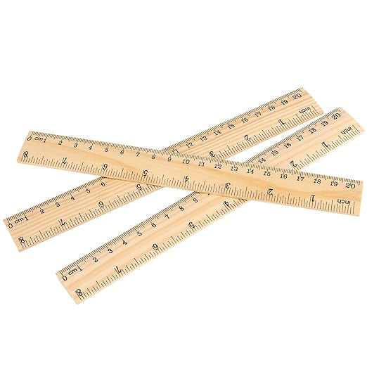 JAPCHET 144 Pack 8 Inch Wooden Rulers, Wooden Rulers Bulk 2 Scale Wood Measuring Rulers for School, Student, Office, Clothing Measuring