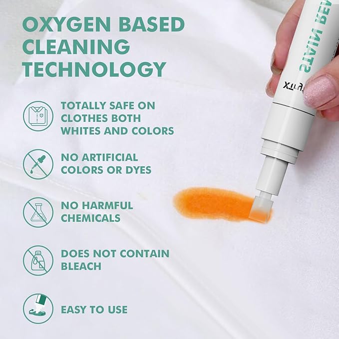 Stain Remover Pen for Clothes, Portable & Safe Stain Sticks, Instant Travel Stains Remover for Cleaning Spot, Like Juice, Food, Ketchup, Ink and Even Blood - 2 Count