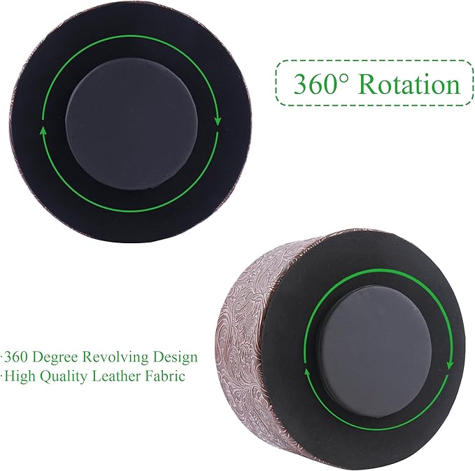 lizimandu Remote Control Holder, 360°Spinning PU Leather Desk TV Remote Caddy,Desk Storage Box Room Accessories for Controller, Media,Mail,Calculator, Mobile Phone,Pencil(1B-Carved Cooper Red)