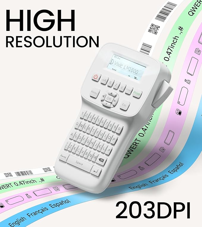 Label Maker Machine with-Tape, Handheld Label Maker with Backlit Screen & Keyboard, Portable Label Makers Rechargeable, LM1600 Bluetooth Labeler Labeling Machine for Home Office School Organization