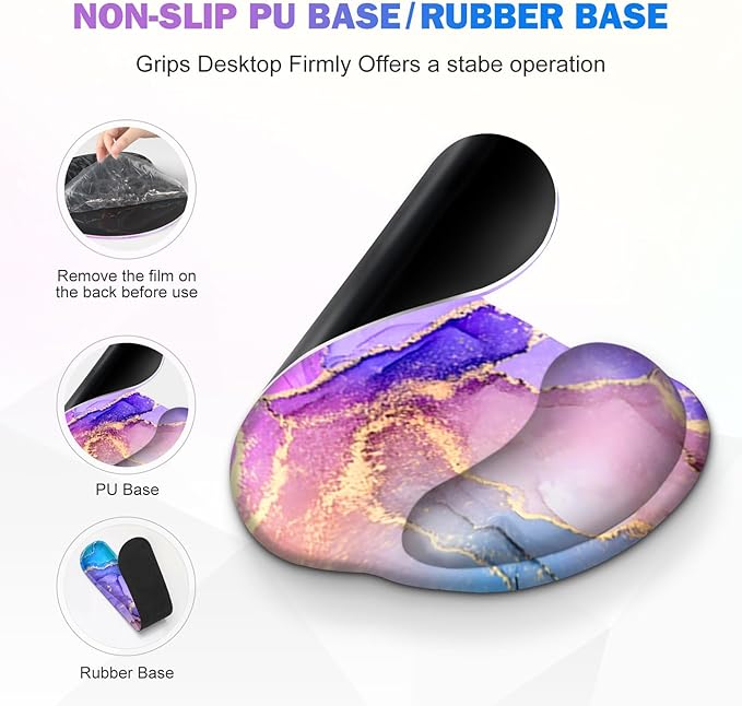 Gaming Mouse Pad, Large Desk Mat, Cute Desk Pad Protector, 4in1 XXL Mousepad + Keyboard Wrist Rest+Mouse Wrist Rest+Coaster Set with Ergonomic Desk Pad for Home Office PC Computer, Colorful Marble