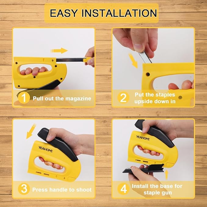 YEAHOME JT21 Forward Action Staple Gun, Upholstery Staple Gun with 1000 pcs JT 21 Staples, Light Duty Staple Guns for Wood, Crafts, DIY, Decoration, Fabric