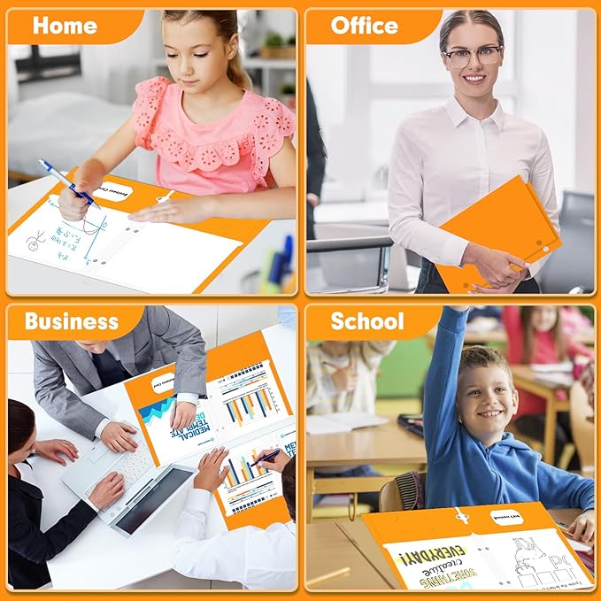 Two Pocket Portfolio Folders, PANDRI 60 Pack 3 Hole Punched 2 Pocket Folders for 3 Ring Binder, Letter Size Paper File Folder for School Office Home Business, Orange