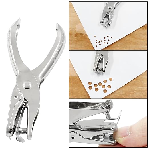 2Pcs Small Mini Metal Hole Punchers, 1/8” & 1/4” Tiny Circle Shaped Hole Handheld Paper Punch Punchers for Greeting Cards, Paper, Invitations, 8 Sheet Punch Capacity