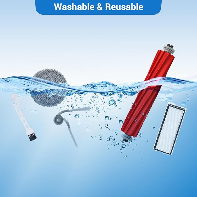 Bluevisk QV 35A Replacement Parts for Roborock QV 35A QV 35S QR 598 QR 798 Robotic Vacuum Cleaner with 1 Roller Brush,4 Mops,4 HEAP,4 Side Brushes,6 Dust Bags,1 Screwdrivers,1 Clean Brush Accessories