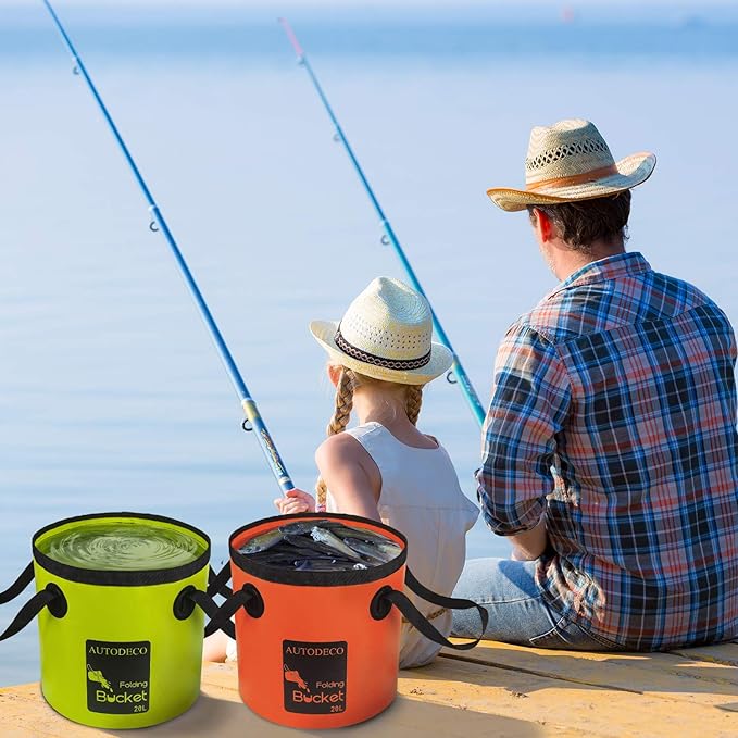 AUTODECO Collapsible Bucket 5 Gallon Container Folding Water Bucket Portable Wash Basin 20L
