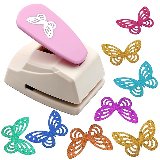 Craft Punch Shapes, Paper Cutter Hole Puncher for Kids, Paper Crafting, Scrapbooking, Card Making, DIY Confetti, Gift Tags, Memory Books (1, Random Color - Butterfly A, 1-3/4'')