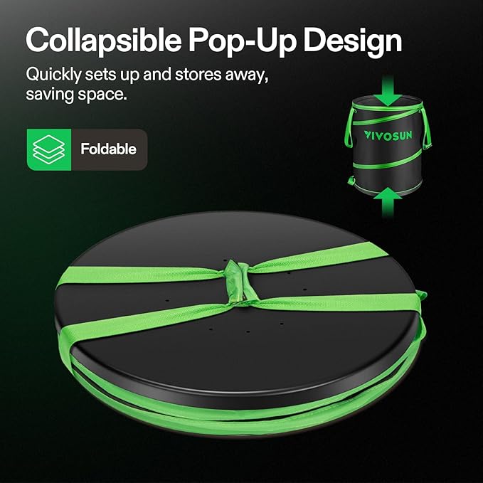 VIVOSUN 47-Gallon Collapsible Trash Can, Reusable Pop-Up Garden Bag with Hard-Shell Bottom, Leaf Scoops and Gloves, Yard Waste Container for Lawn Care and Camping