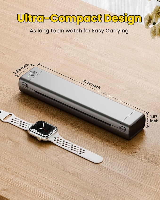 Phomemo Portable Printers Wireless for Travel, M08F Thermal Bluetooth Printer Support for 8.5"x11" US Letter, Small Inkless Printer Compatible with iOS, Android, Laptop for Car, Office, Home