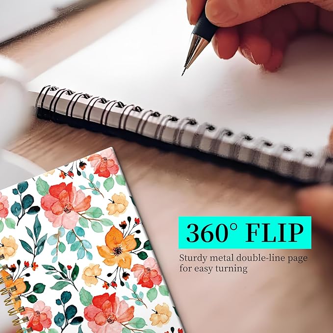 Spiral Notebook Journal for Women Men, A5 Hardcover Journal, 120 Pages Thick Paper, College Ruled Writing Notebook for School, Work & Office 8.3'' × 5.9''(Colorful Floral)