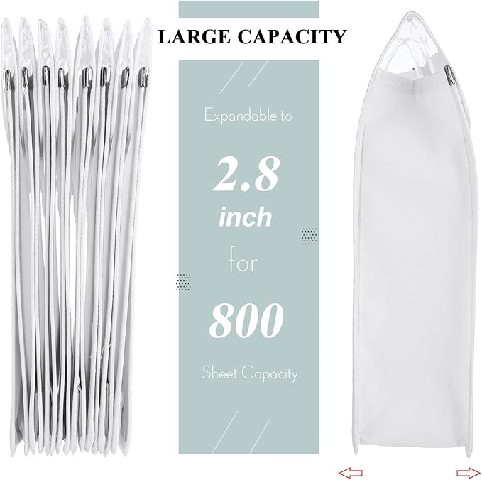 10 Pieces Plastic File Folders Envelope Expanding File Wallet Organizer Documents Folder with Snap Closure and Pocket, A4 Size Waterproof Transparent Pouch(White,Horizontal)