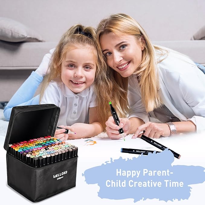 Alcohol Markers Set, 120 colors Alcohol Based Dual Tip, Broad and Brush Tip for Adult Coloring Books, Drawing, Sketching