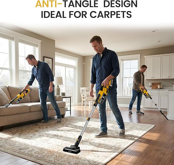190W Brushless Cordless Vacuum Cleaner Compatible with DeWalt 20V Battery (Tool Only), 20KPa Portable 5-in-1 Lightweight Stick Handheld Vacuum with HEPA Filter for Car Home Carpet Hardfloor Pet Hair