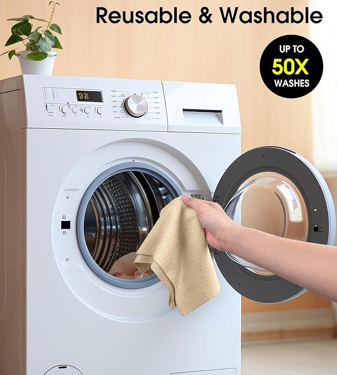 KitchLife Microfiber Cleaning Cloth Roll, 100 Pack - Tear-Away Microfiber Paper Towels, Lint-Free, Reusable, Washable for Kitchen, Car, Dishes, and Sensitive Surfaces (Wheat)