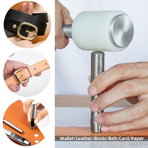 WUTA 15Pcs Hollow Punch Leather Hole Punch Cutter 0.5mm-10mm Round Punch Tool Set, Leather Craft Working Kit for Leather, Watch Band, Fabric, Plastics, Gasket Belt