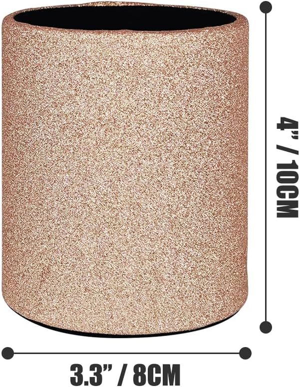 CXLE Pencil Holder Desk Organizer, PU Leather Pen Holder for Desk Decor Organizer Cosmetics Brush Holder for Teachers Students Storage Box Office Classroom(Gold)