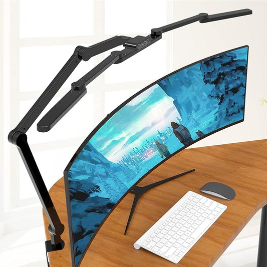 LED Desk Lamp with Clamp, 41.5" Clamp on Architect Desk Lamp for Home Office, 24W Bright Tall Computer LED Table Light Adjustable Overhead Clip on Office Lighting for Work Craft