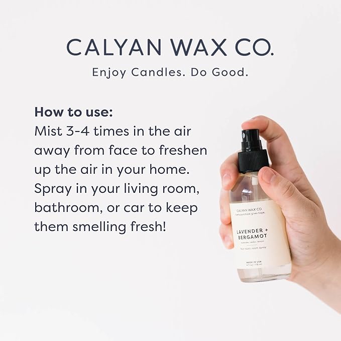 Calyan Wax Co. Rose & Peony Air Freshener, Non Aerosol Bedroom Spray, Natural Room Mist, Aromatherapy Spray with Essential Oils, 4fl oz