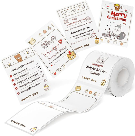 NIIMBOT Red&Black Labels, Refill Sticker Papers Only for B21 Pro 300DPI Label Maker, Dual Color Printing Stickers Good Idea for Schools,Business,Price Tags,Baking(2''x2.76''/50x70mm)