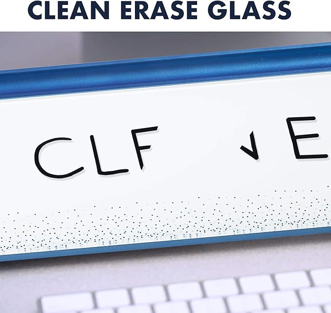 Quartet Glass Dry Erase White Board, Desktop Computer Pad for Notetaking, 18" x 6" Whiteboard, Clean Erase Surface with Storage, 1 Dry Erase Marker, Dot Pattern (GDP186D)