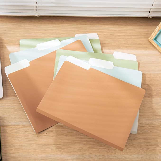 Y YOMA 6 Pack Extra Capacity File Folders Letter Size Accordion Decorative File Folder Cute Pretty Colored Filing Folder File Organizers for Office School Home Desktop with 1/3-Cut Tab, Natural Color