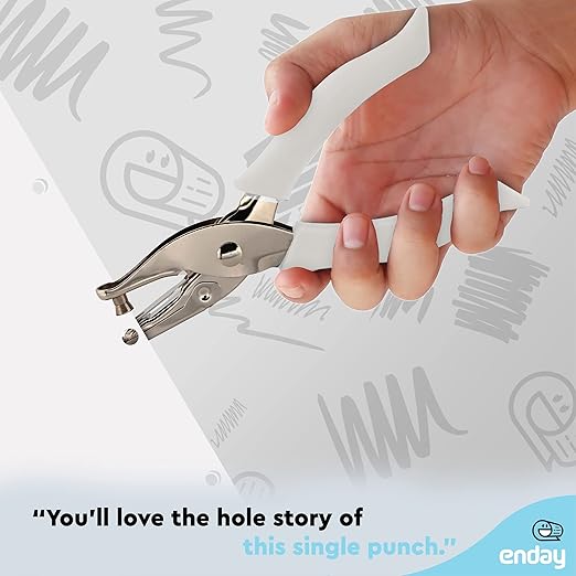 Single Hole Punch Metal Grey, 1/4” Hole Puncher with Soft Grip Handles for Paper and Crafts Round Circle Shape, for Kids and Adults, Also Available in Green, Pink, Red, Blue, Purple, 6 Pc – by Enday