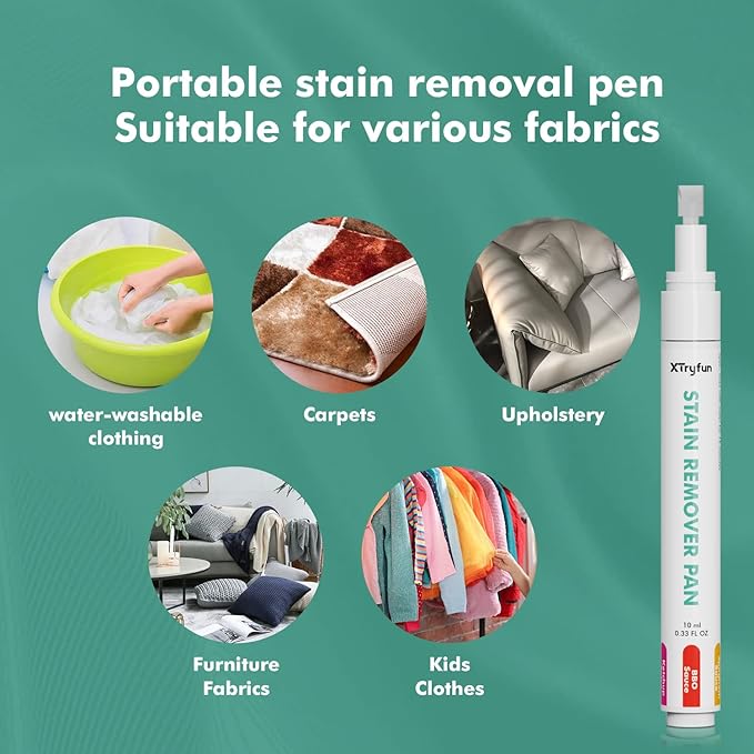Stain Remover Pen for Clothes, Portable & Safe Stain Sticks, Instant Travel Stains Remover for Cleaning Spot, Like Juice, Food, Ketchup, Ink and Even Blood - 2 Count
