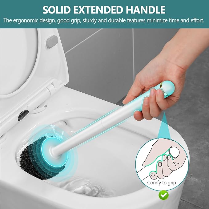 Gold Toilet Brush and Holder Set, Toilet Bowl Brush with Long Handle, Easy to Assemble of Compact Toilet Scrubber, Toilet Brush Set with No Leaks Have Vent, Stylish Gold Bathroom Accessories. U