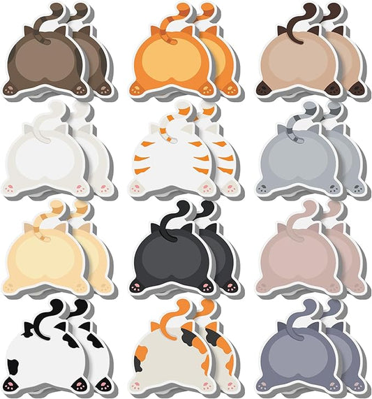 Yinder 24 Pads Cute Sticky Notes Kawaii Fun Animal Sticky Notes Pads Bulk Cartoon Memo Self Adhesive for Veterinary Gift Office School Tab Party Supplies(Fresh Cat)