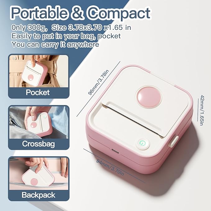 Label Maker, Portable Thermal Printer Compatible with iOS & Android, Sticker Maker for School, Home, Office, Photos, Notes
