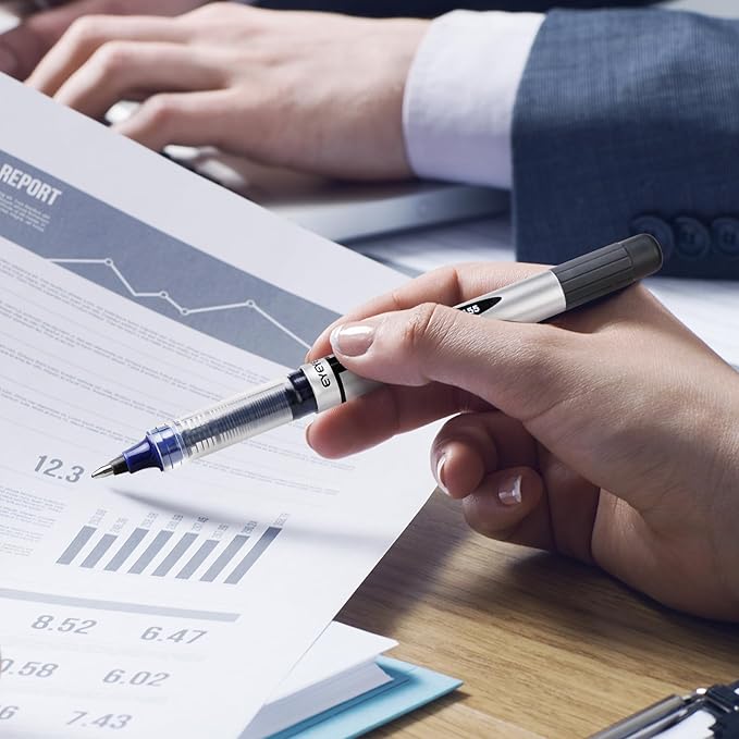 EYEYE Rollerball Pens 0.7mm, 6 Black 6 Blue Medium Point Roller Ball Pen Quick Dry, Liquid Ink Pens Fine Point Smooth Writing Pen for Journaling, Note Taking, Office, School Supplies