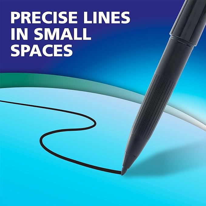 EXPO Wet Erase Markers, Semi-Permanent, Black, Ultra Fine Tip, 12 Count - For Writing on Glass, Whiteboards, Mirrors, Calendar, Labeling, Organizing