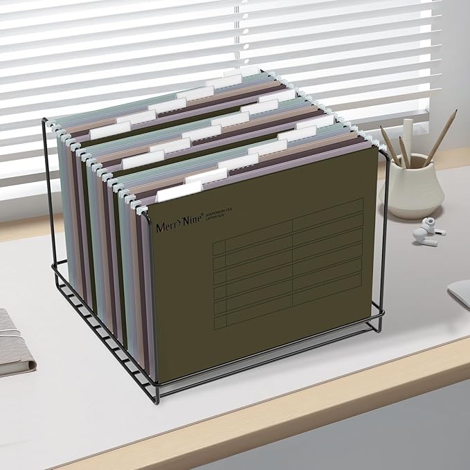 Merrynine 72pcs Hanging File Folders Letter Size, Paper Filing Cabinet Folders Organizer with 1/5-Cut Tabs and Inserts, Suspension File Organizers for Office School Home Hospital, Assorted Colors