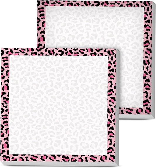 Sticky Notes, 2 Pads, 3x3 inches, Cute Colorful Fun Self-Stick Note Pads, Easy Post, Strong Adhesive Notepad Pink Leopard