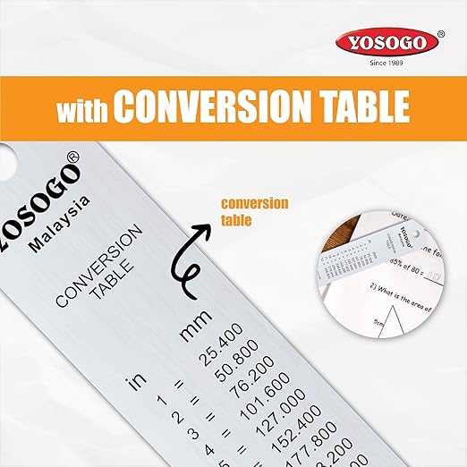 12 Inch / 30 cm Assorted Color Aluminum Ruler in Inch and CM Scale with Hanging Hole | Pack of 6