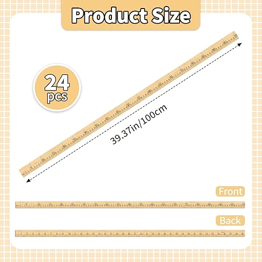 24pcs Meter Sticks 39in Stick Ruler Meter Sticks for Classroom Wood Rulers Bulk with Centimeters Rulers Bulk for Classroom Not Yard Sticks in Bulk Yardsticks Wood Yard Stick Ruler
