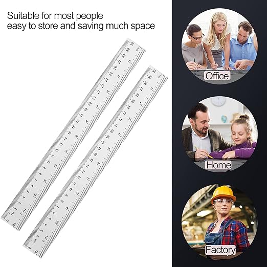 YouOKLight Clear 12 inch Plastic Metric Transparent Ruler - Pack of 3 for Kids, School, Office, Drafting