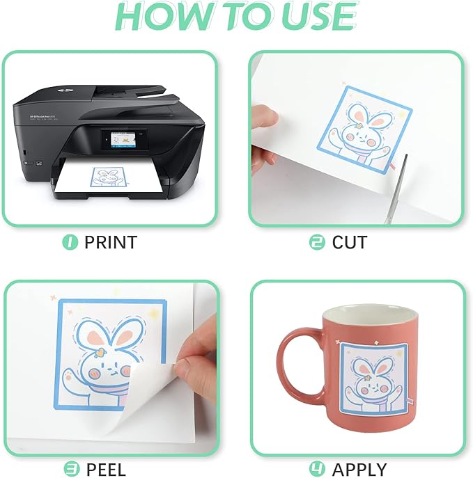 HTVRONT Printable Vinyl Sticker Paper - 8.5"x11" Matte Printable Vinyl for Inkjet Printer - 25Pcs Dries Quickly and Holds Ink Beautifully