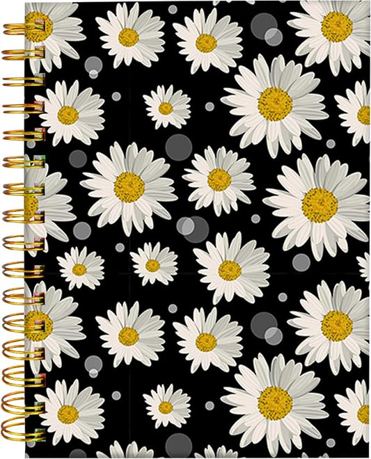 iampanda Spiral Journal Notebook,Cute Strong Twin-Wire Binding with Premium Paper for Girl Women,60 Sheets A5 College Ruled Notebook/Journal,Perfect for School Office Home Gifts,White Daisy Design