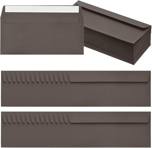 PATIKIL 100 Pack Dark Coffee #10 Business Envelopes, Colored Self Seal Letter Size Envelopes for Business Mailing Office Checks Invitation, 4-1/8 x 9-1/2 Inches