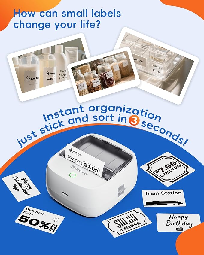 B21 Label Maker Machine with 3 Tapes, 2-Inch Wide Waterproof Tape, Bluetooth Portable Label Maker for Small Business, Office, Home, School Organization