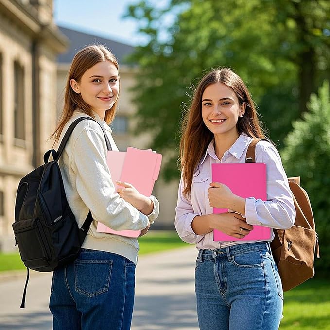 12Pcs Pink File Folders Letter Size Colored Manilla File Folders with 1/3-cut Tabs Decorative File Pockets for Office School Business Home Organizer(12, Pink Series)