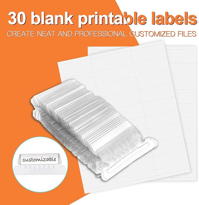 HERKKA Hanging File Folders, 30 Pack Reinforced Letter Size Hanging Folders, Designed for Bulky Files, Filing Cabinet, 1/5-Cut Adjustable Tabs (Orange)
