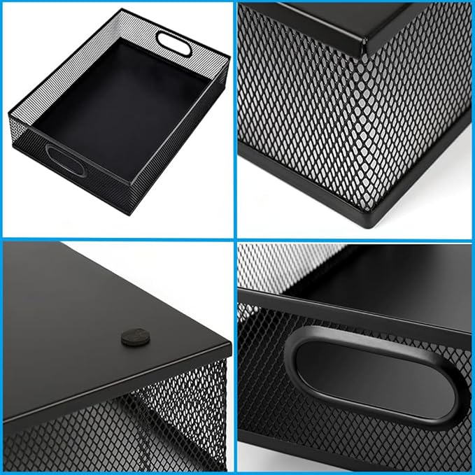 Metal Mesh Desk Organizer Tray, A4 Large Office Storage Box Set, 12.6X 9.1 x 2.8Inches