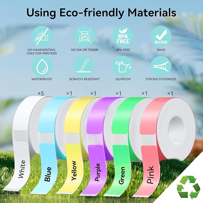 EEBBL D30 P21 Label Maker Tape Refill 12mm×40mm(0.47"x1.57") Sticker, Laminated Thermal Label Tape Replacement, 1650 Labels/10Rolls, High Definition Labeling Tape for Home Office School Hotel